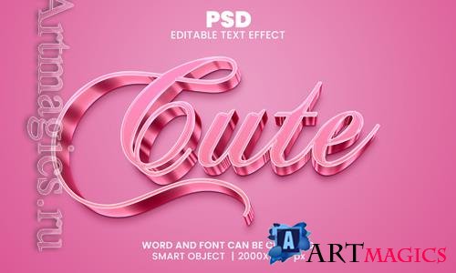 PSD cute 3d editable photoshop text effect style with modern background