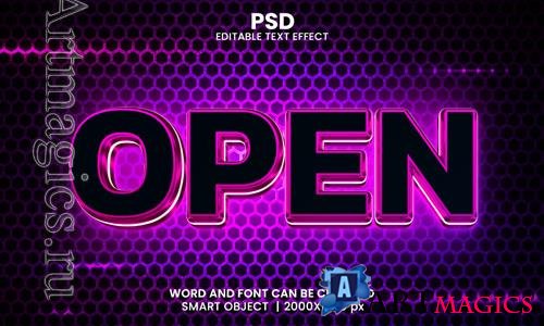 PSD open neon 3d editable photoshop text effect style with modern background