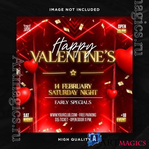 PSD valentines day flyer social media design and night club party flyer template vol 11
