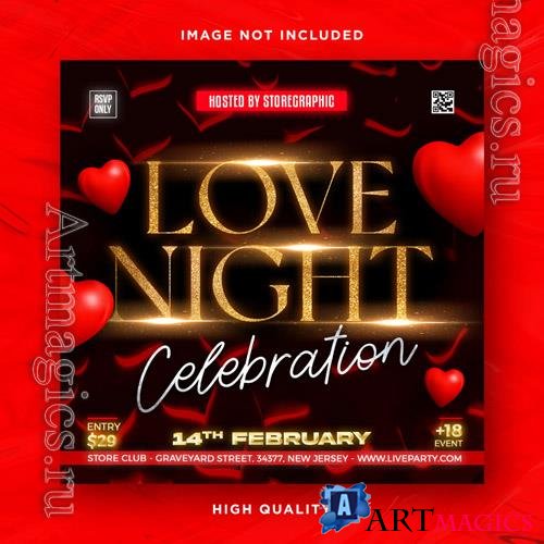 PSD valentines day flyer social media design and night club party flyer template vol 8