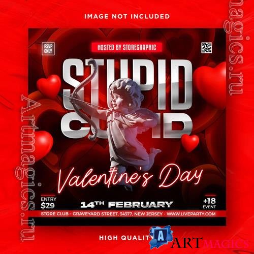 PSD valentines day flyer social media design and night club party flyer