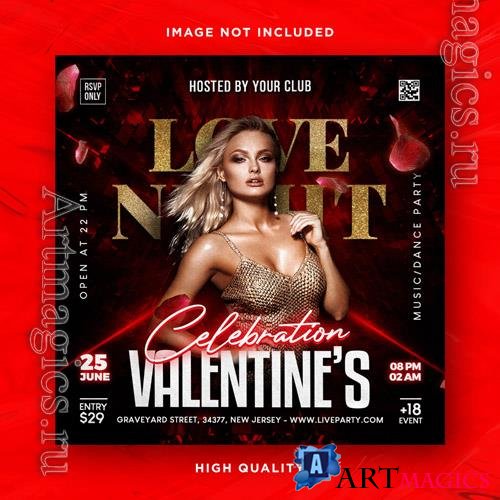 PSD valentines day flyer social media design and night club party flyer template vol 7
