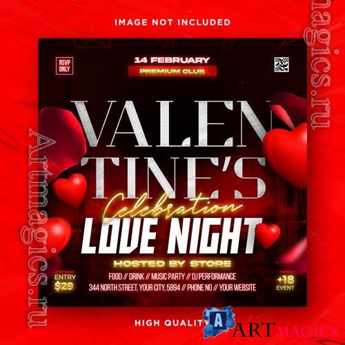 PSD valentines day flyer social media design and night club party flyer template vol 9