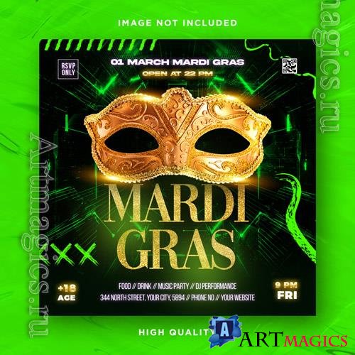 PSD mardi gras brazil festival flyer with mask carnival poster template vol 11
