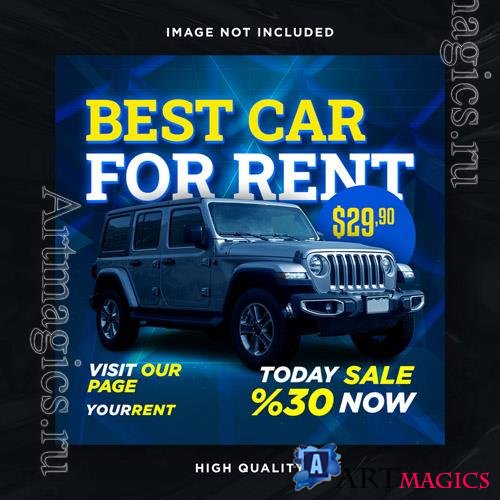 PSD car rental promotion social media instagram post banner template vol 2
