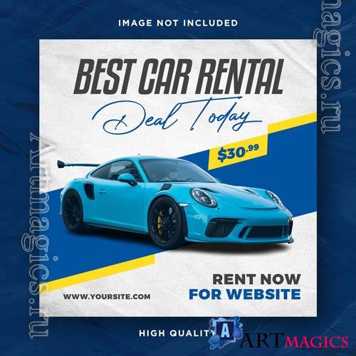 PSD car rental promotion social media instagram post banner template vol 5