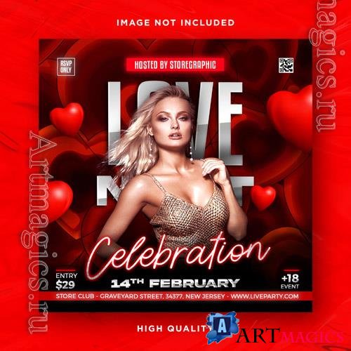 Night club party flyer template and social media design