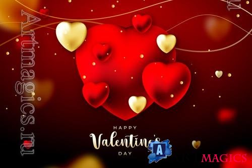 Vector red gradient valentine's day background with hearts