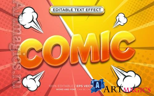 Vector comic cartoon hero 3d editable text effect