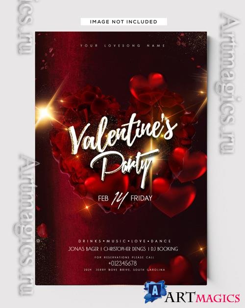 PSD happy hearts day artist flyer template