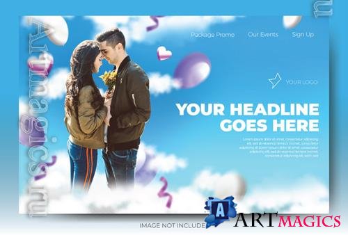 PSD vibrant blue valentine web banner social media post feed