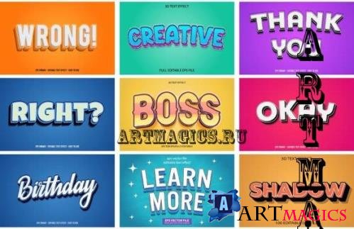 Big Set of 3d Editable Text Effect Style - 01