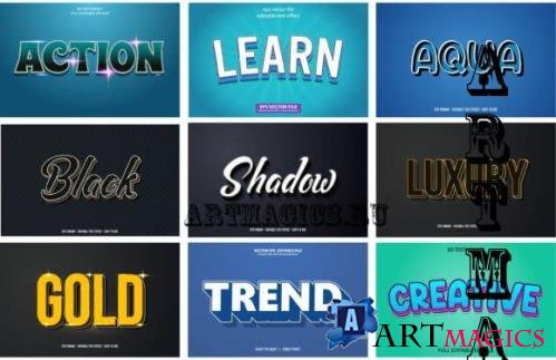Big Set of 3d Editable Text Effect Style - 03