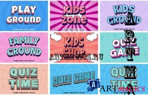 Comic 3d Editable Text Effect Bundle - 02