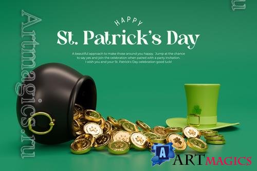 PSD saint patrick's day celebration 3d social media banner design template