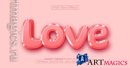 PSD love text glossy editable 3d style text effect