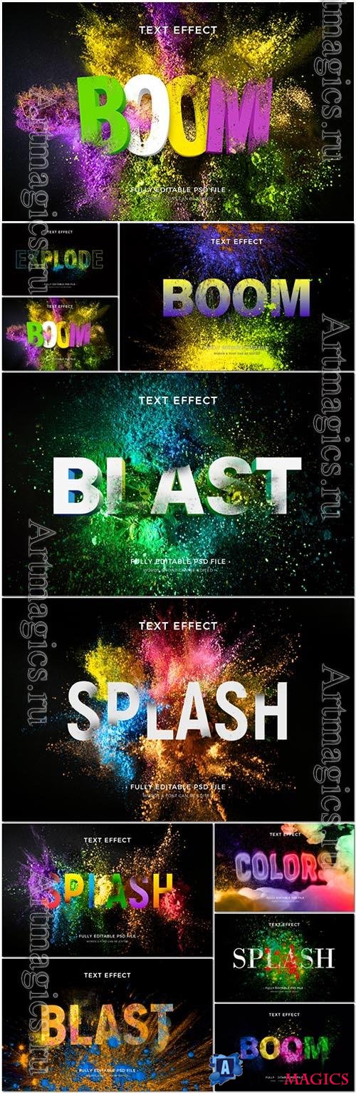 Psd text effect blast, boom, splash, colors, explode