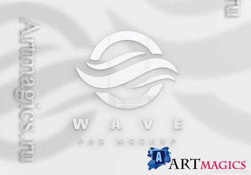 PSD logo with white glossy 3d effect and shadows mockup