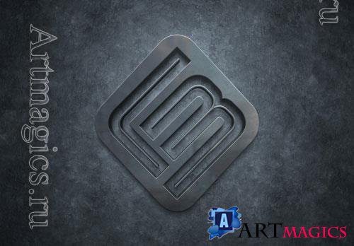 PSD metal logo with 3d effect on dark wall mockup vol 2