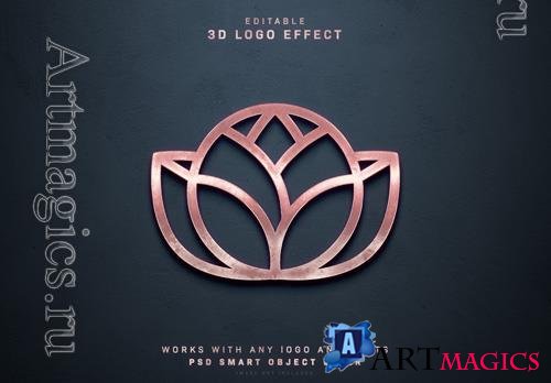 PSD logo with old pink gold style effect mockup