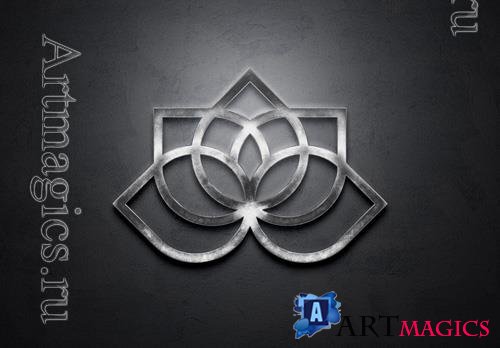 PSD chrome metal 3d logo effect mockup