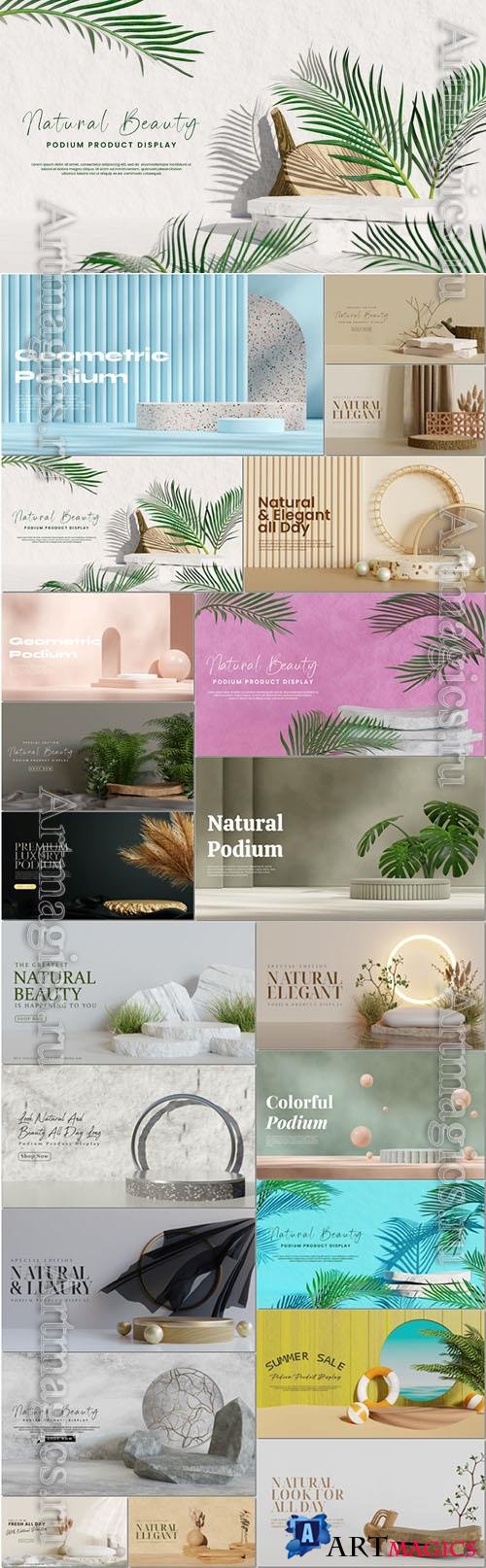 Set podium for product presentation in psd format