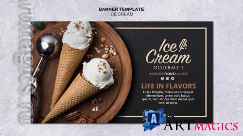 Ice cream concept banner template psd
