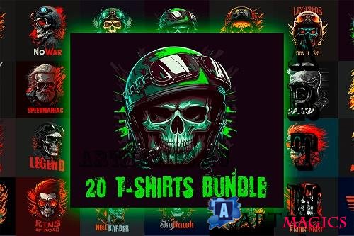 20 Skull T-shirts Design Bundle - 2433314