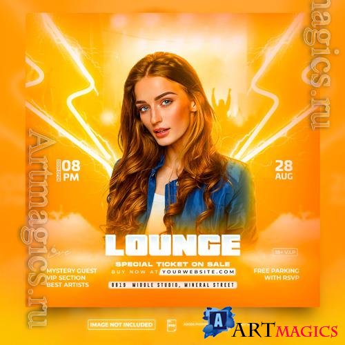 PSD lounge party night club flyer square flyer template