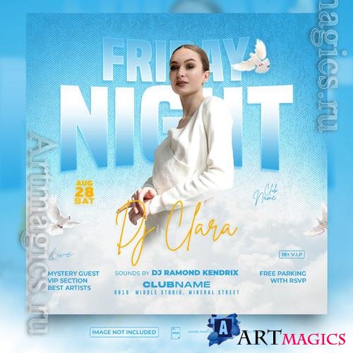 PSD all white party flyer square template