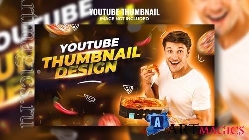 PSD  food vlogger video review youtube channel thumbnail and web banner template