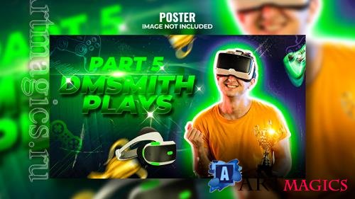 PSD new modern glow effect video game review youtube channel thumbnail and web banner