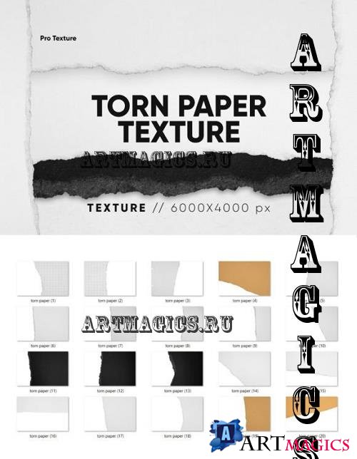 20 Torn Paper Textures HQ - 10951309