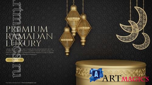 PSD premium luxury ramadan gold podium