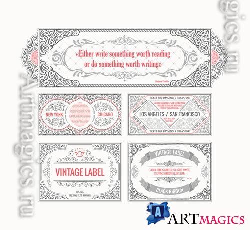 Vintage vector cards, calligraphic frames template