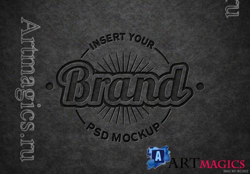 PSD engraved logo effect in concrete stone mockup