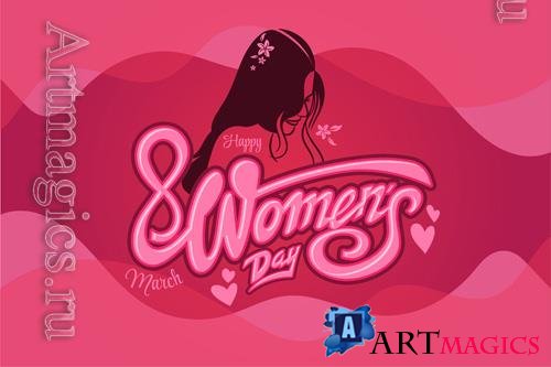 Vector happy women day greeting with beauty woman illustration and typography arts