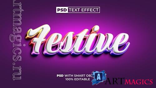 Festive text effect colorful 3d style editable text effect stylish psd