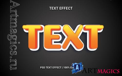 Text 3d text effect, typography design stylish psd