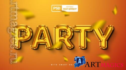 Party 3d text effect editable template design stylish psd