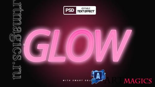 Glow pink text effect template design stylish psd