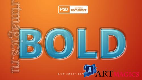 Bold embossed realistic text effect template design stylish psd