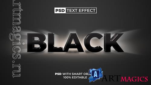 Black text effect back light style editable text effect stylish psd