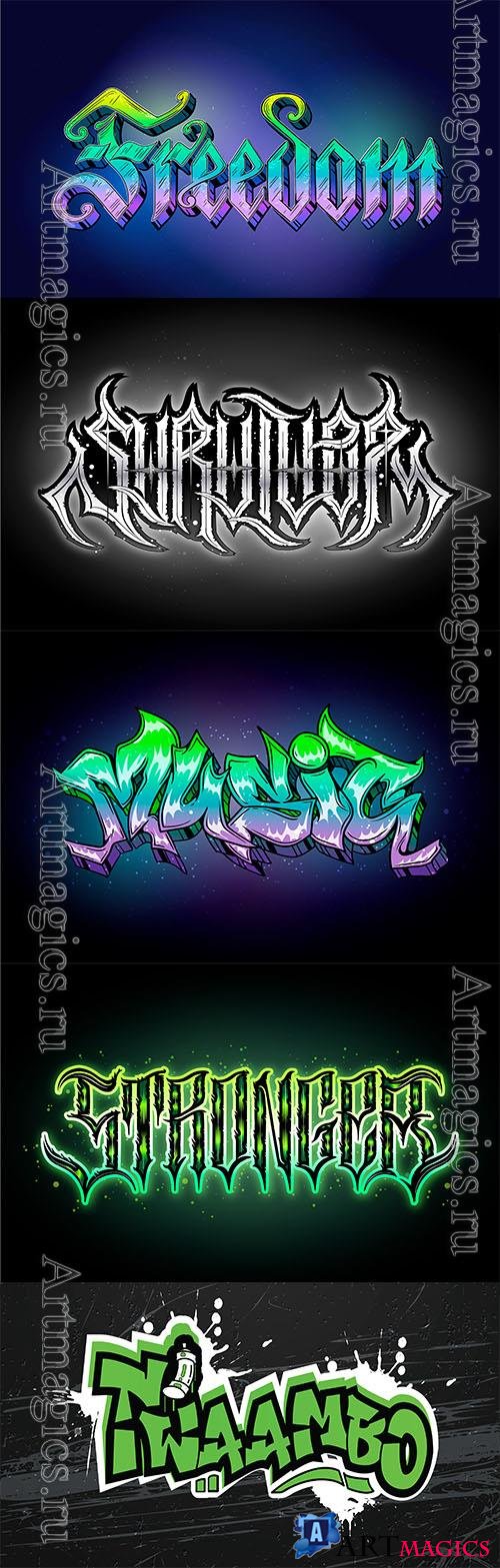 Hand drawn graffiti text effect vector design