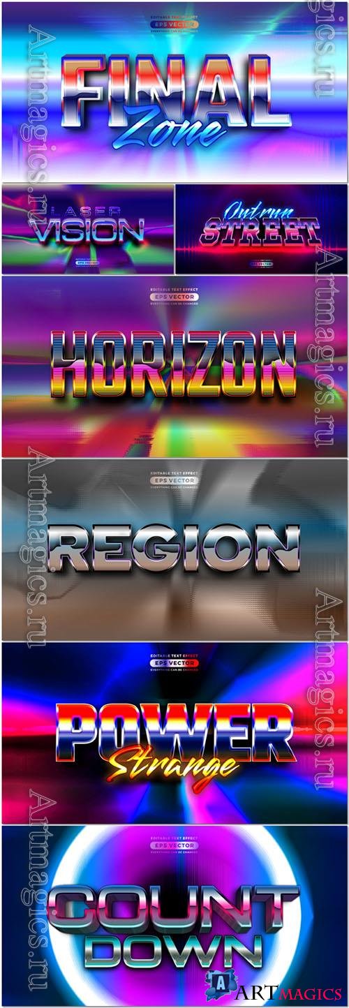 Vector retro text effect real young futuristic editable 80s classic style vol 2