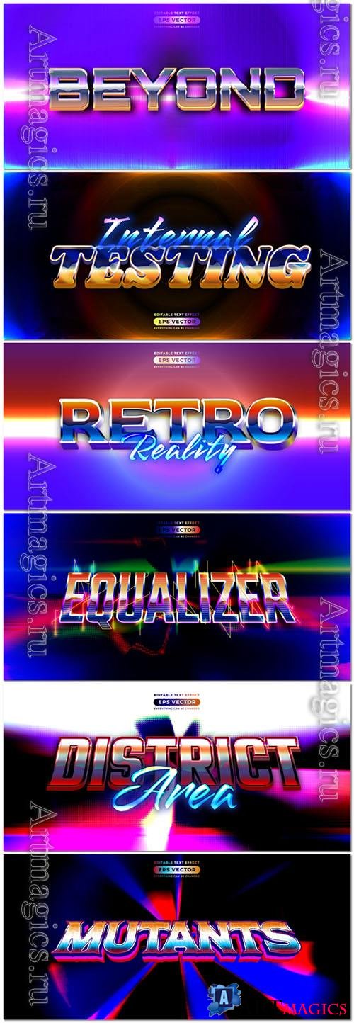 Vector retro text effect real young futuristic editable 80s classic style vol 5