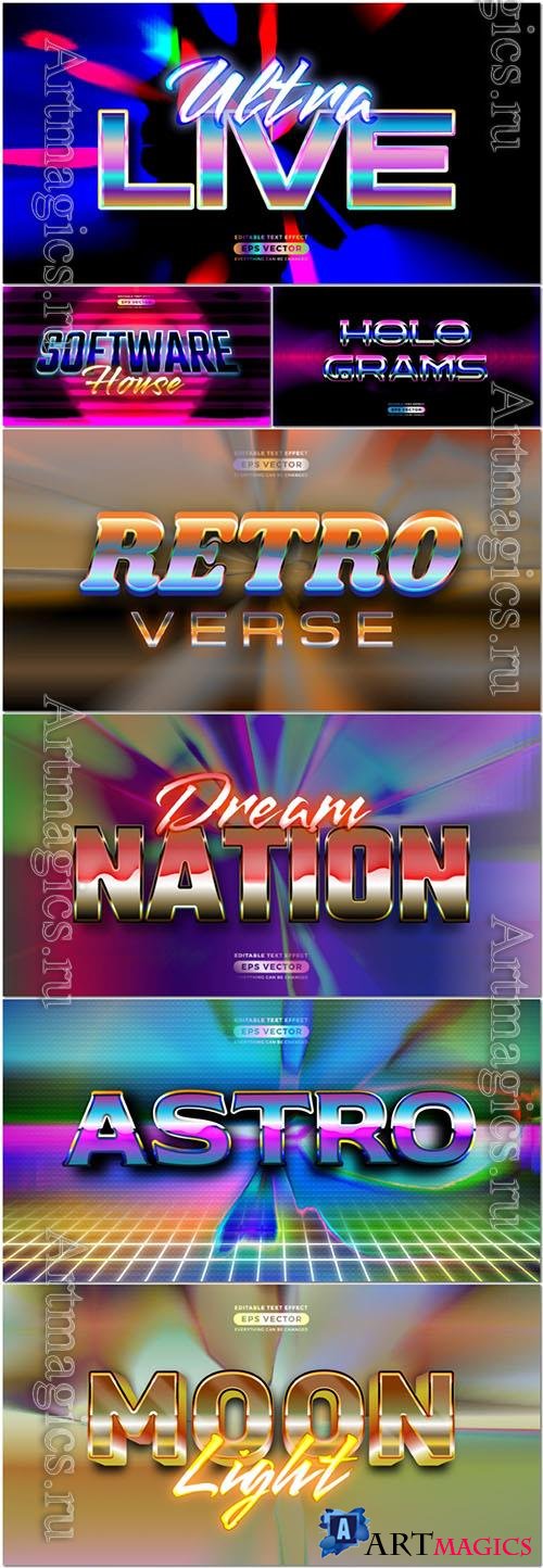 Vector retro text effect real young futuristic editable 80s classic style vol 4