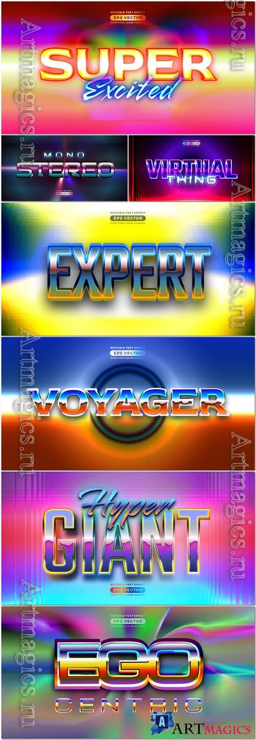 Vector retro text effect real young futuristic editable 80s classic style vol 3