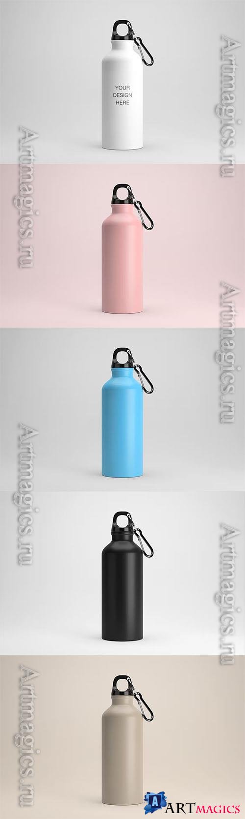 Aluminum Metal Sport Water Bottle Mockup PSD