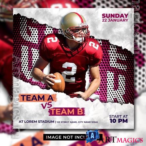 PSD american football schedule club square social media banner or colorful design flyer